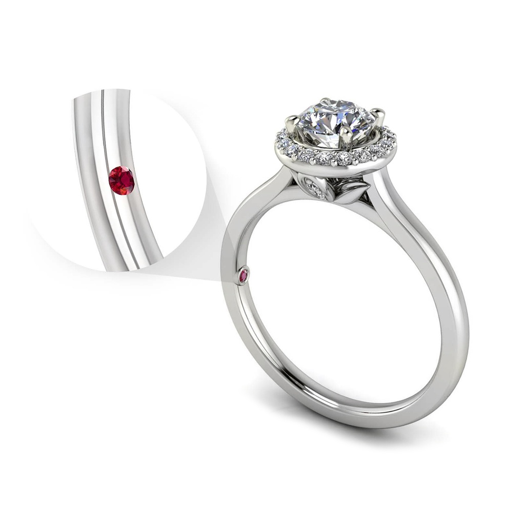 [CYC] Anillo de Compromiso Venus & Mars I con un diamante natural Corte Ideal Original 1/2ct VS2/I y adornado 14 diamantes naturales 0.10ct en oro blanco 18K