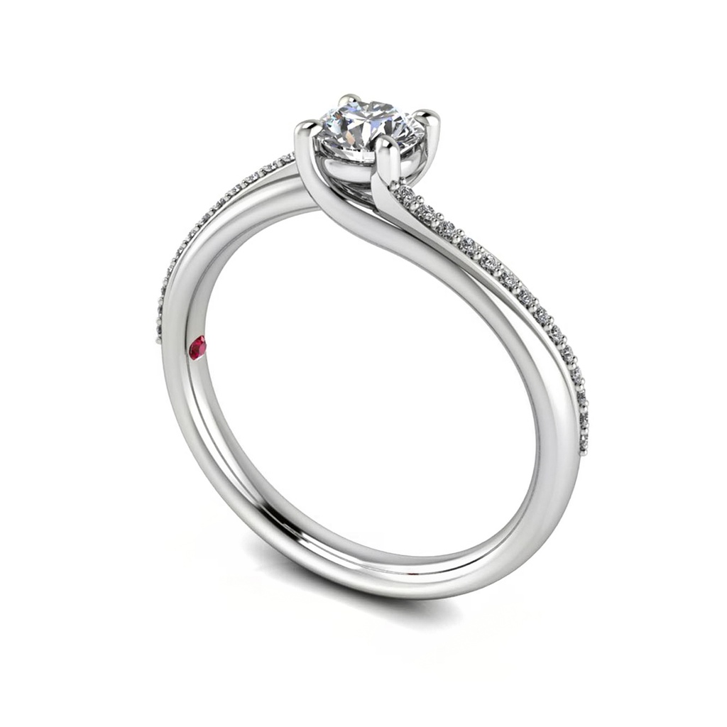 [CYC] Anillo de Compromiso Venus & Mars III con un diamante natural Corte Ideal Original 2/3ct VS2/I y adornado con 28 diamantes naturales 0.07ct en oro blanco 18K