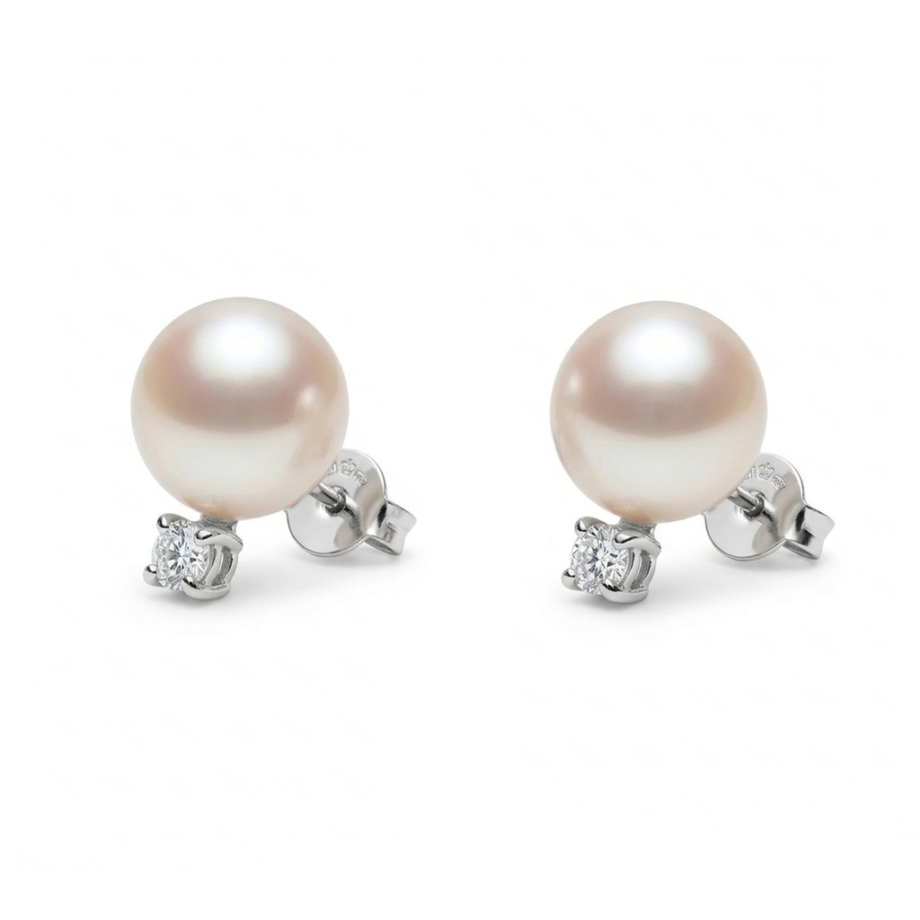 ARETES MIKIMOTO STUD AKOY 7-7.5MM*A+ B10P 2.2gr 18KY 