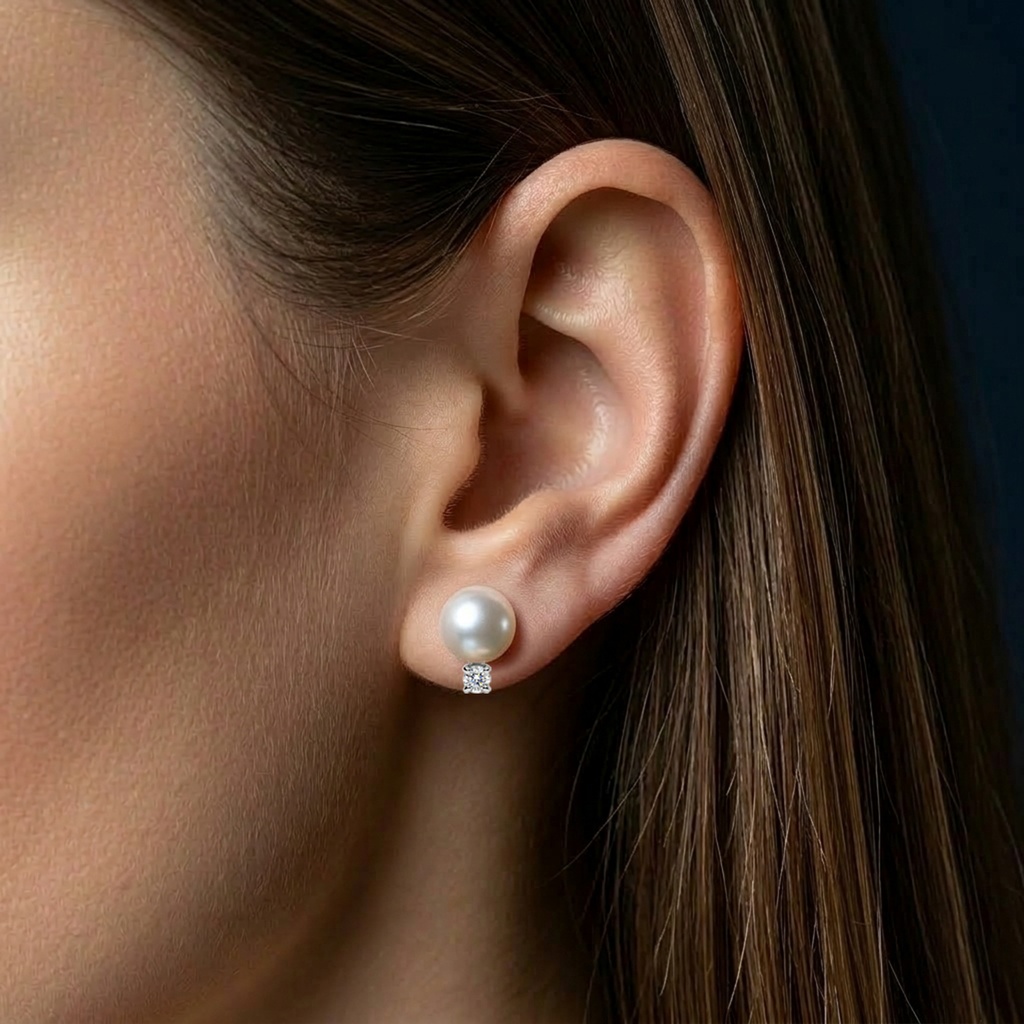 ARETES MIKIMOTO STUD AKOY 7-7.5MM*A+ B10P 2.2gr 18KY 