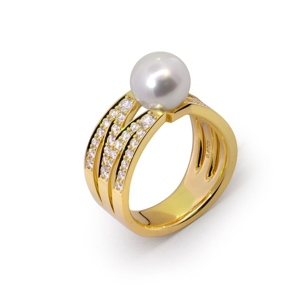 ANILLO AKOYA A+ 8.75MM DIAMONDS-0.87ct 12.9gr 18K