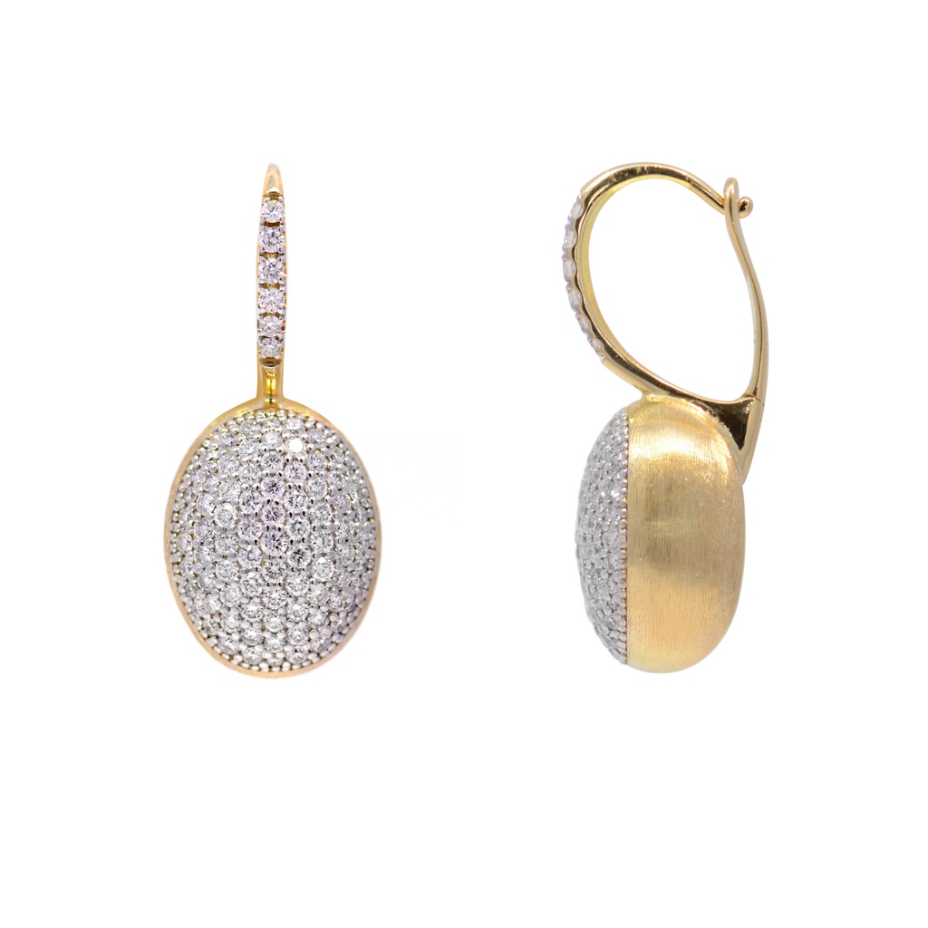 ARETES CILIEGINE DIAMANTES-1.26ct. GVS 5.7gr. ORO AMARILLO/BLANCO 18K  
