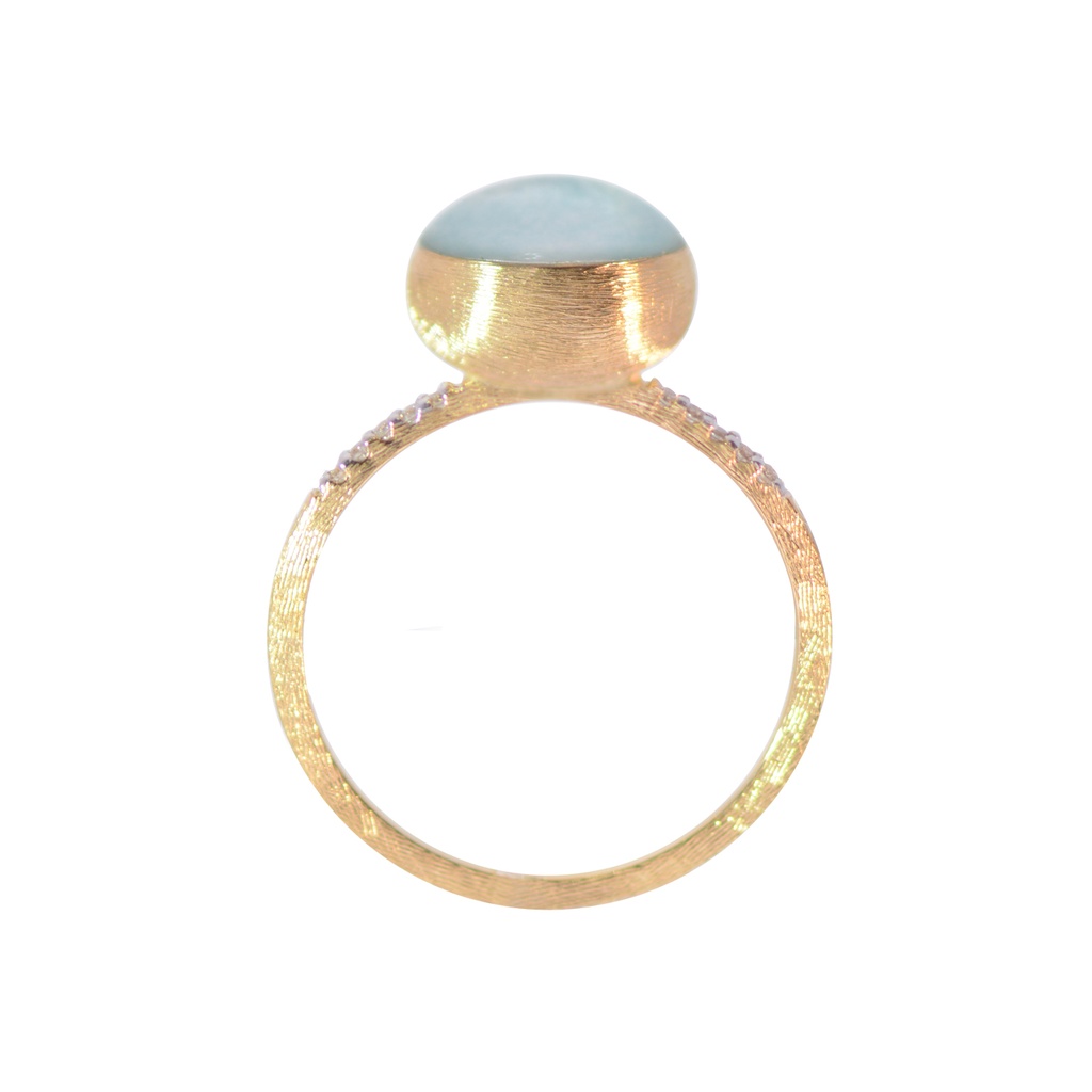 ANILLO BOULES AMAZONITA-1.75ct DIAMANTES-0.05ct GVS 2.2gr ORO AMARILLO/BLANCO 18K
