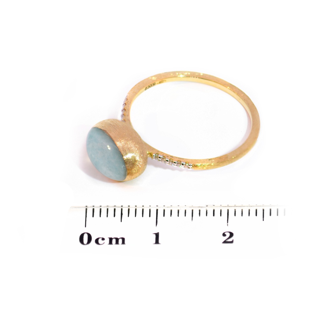 ANILLO BOULES AMAZONITA-1.75ct DIAMANTES-0.05ct GVS 2.2gr ORO AMARILLO/BLANCO 18K