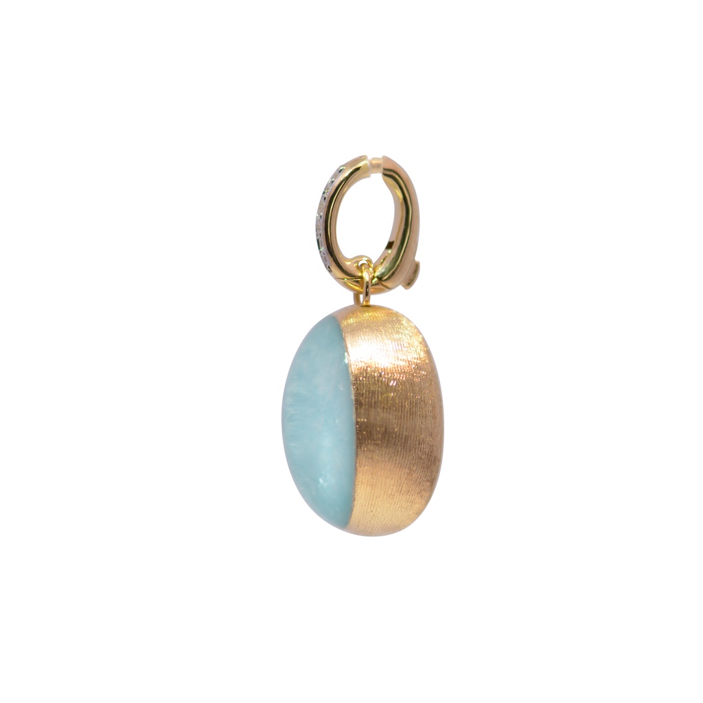 DIJE BOULES-ANICE AMAZONITA-4.00ct DIAMANTES-0.03ct. GVS 2.8gr. ORO AMARILLO/BLANCO 18K 