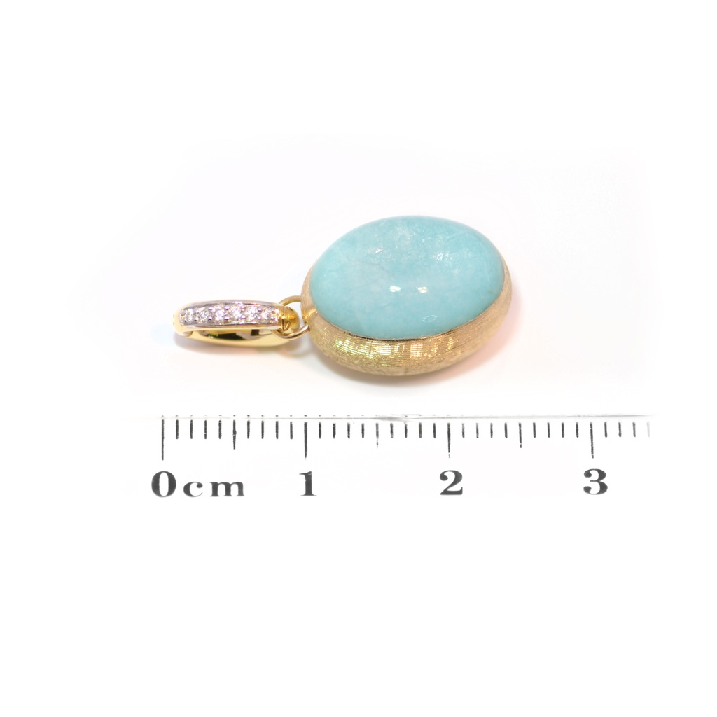 DIJE BOULES-ANICE AMAZONITA-4.00ct DIAMANTES-0.03ct. GVS 2.8gr. ORO AMARILLO/BLANCO 18K 