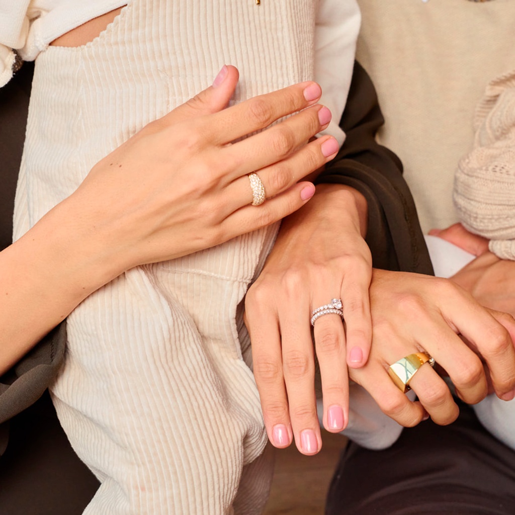 ANILLO PAVE 88-DIAMANTES IDEAL - 1.63ct GVS 6.2gr. ORO AMARILLO 18K 