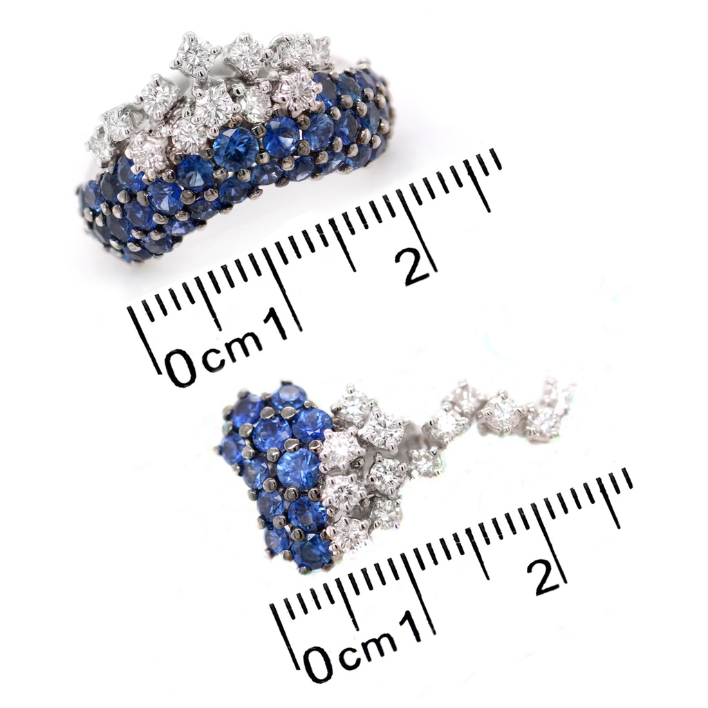 JUEGO FLUTTI GAR+ARE+ANI DIAMANTE-5.94ct ZAFIRO-22.35ct 66.1gr. ORO BLANCO 18K