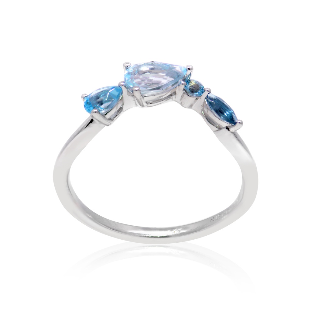 Anillo LA PAZ Topacio Azul-Sky/Swiss-Pera Topacio London-Marquise 1.7gr 18K  