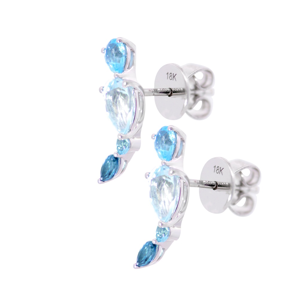 Aretes LA PAZ Topacio Azul-Sky/Swiss-Pera Topacio London-Marquise 1.8gr 18K  