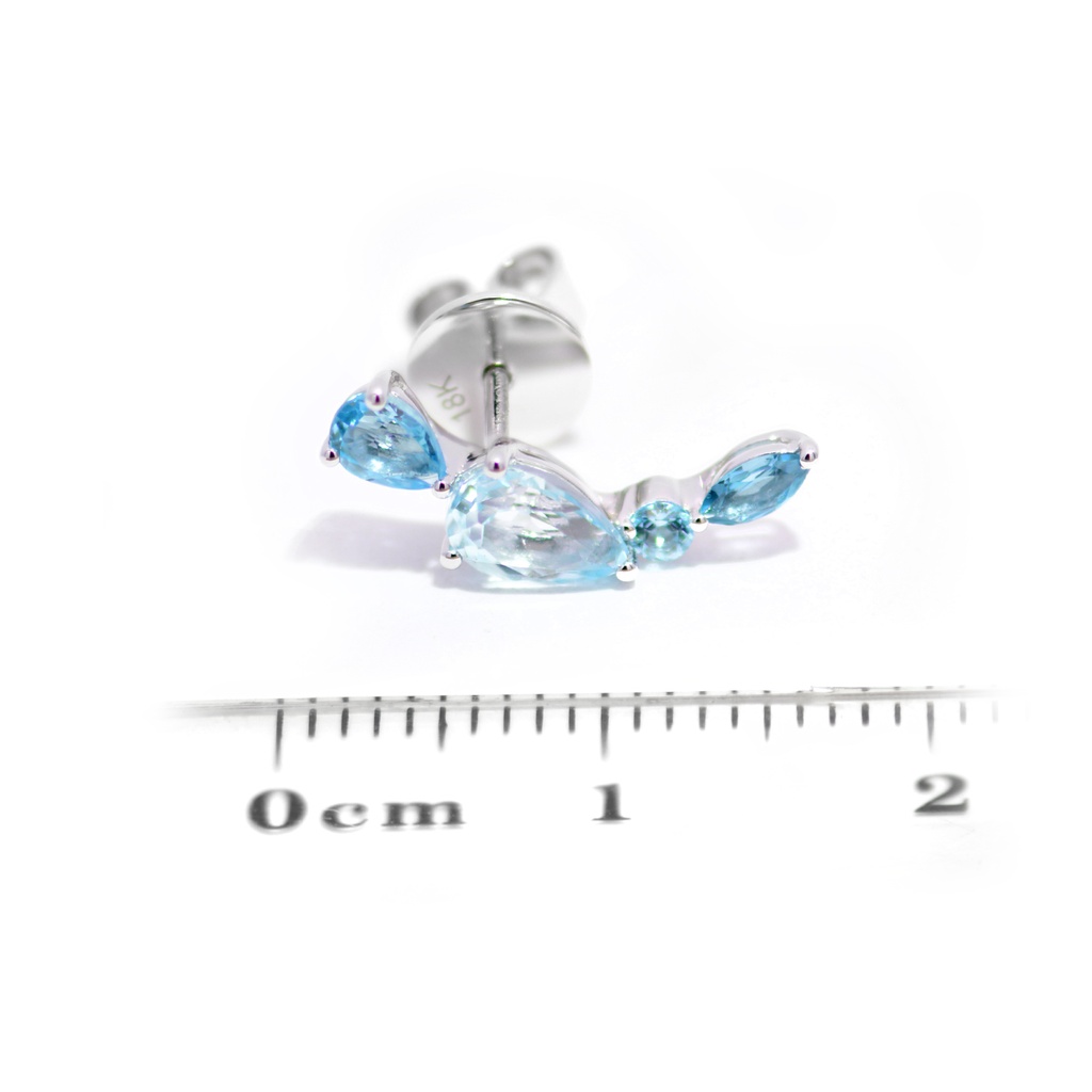 Aretes LA PAZ Topacio Azul-Sky/Swiss-Pera Topacio London-Marquise 1.8gr 18K  