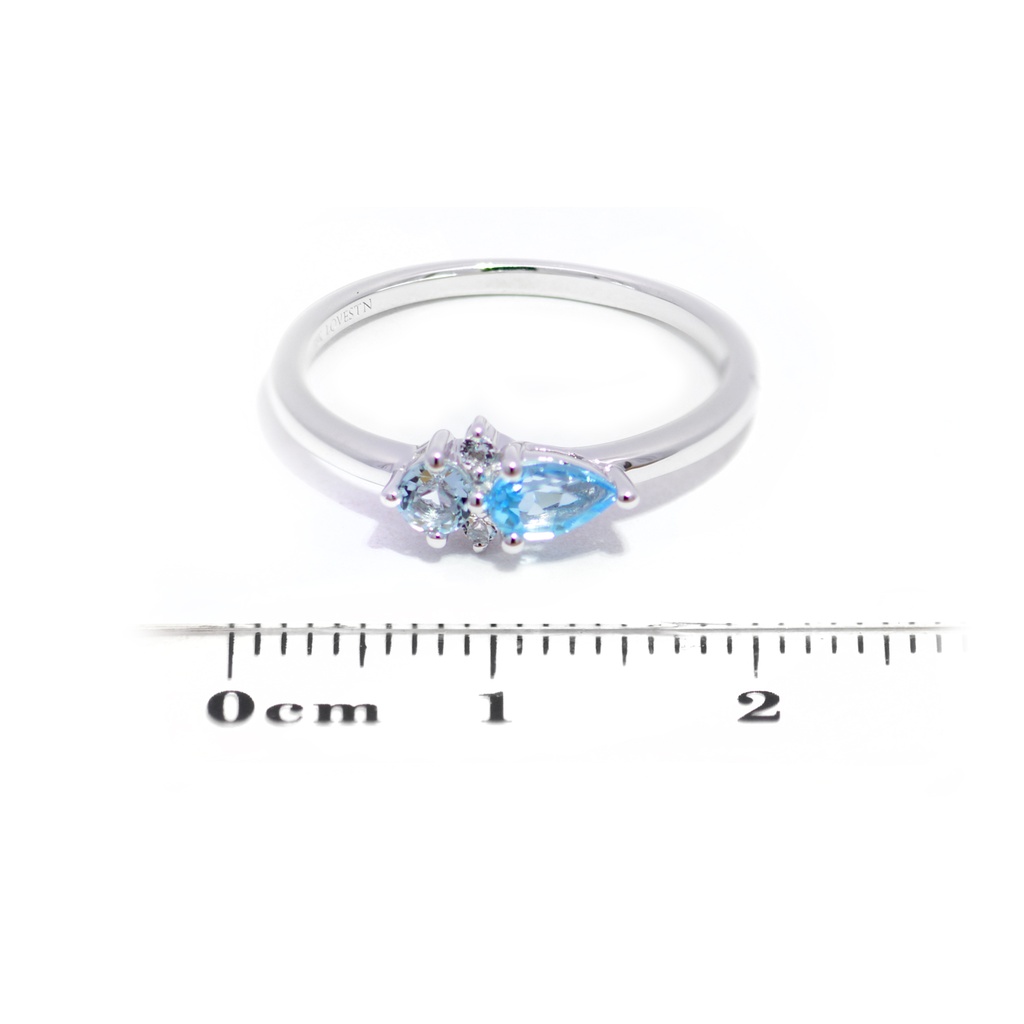 Anillo LA PAZ Topacio Azul-Sky/Swiss Pera Topacio Blanco 1.9gr 18K  