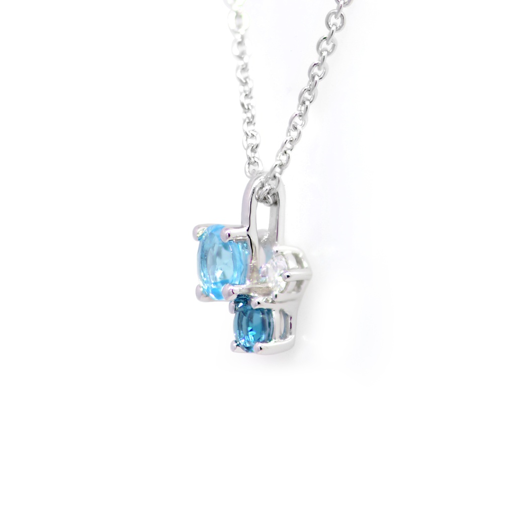 Gargantilla LA PAZ Topacio Azul-London/Swiss Diamante-0.02Ct GVS 2.1gr 18K 