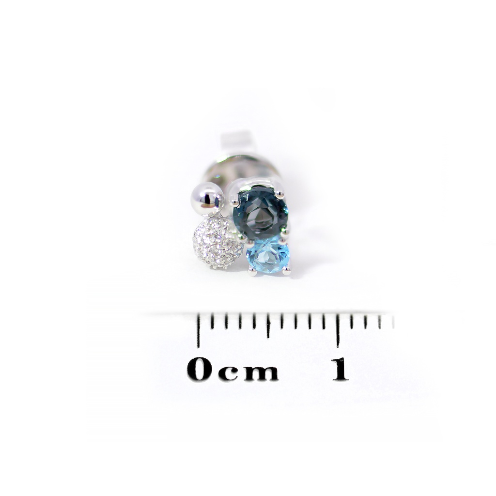Aretes LA PAZ Topacio Azul-London/Swiss Diamante-0.07Ct GVS 2.1gr 18K   