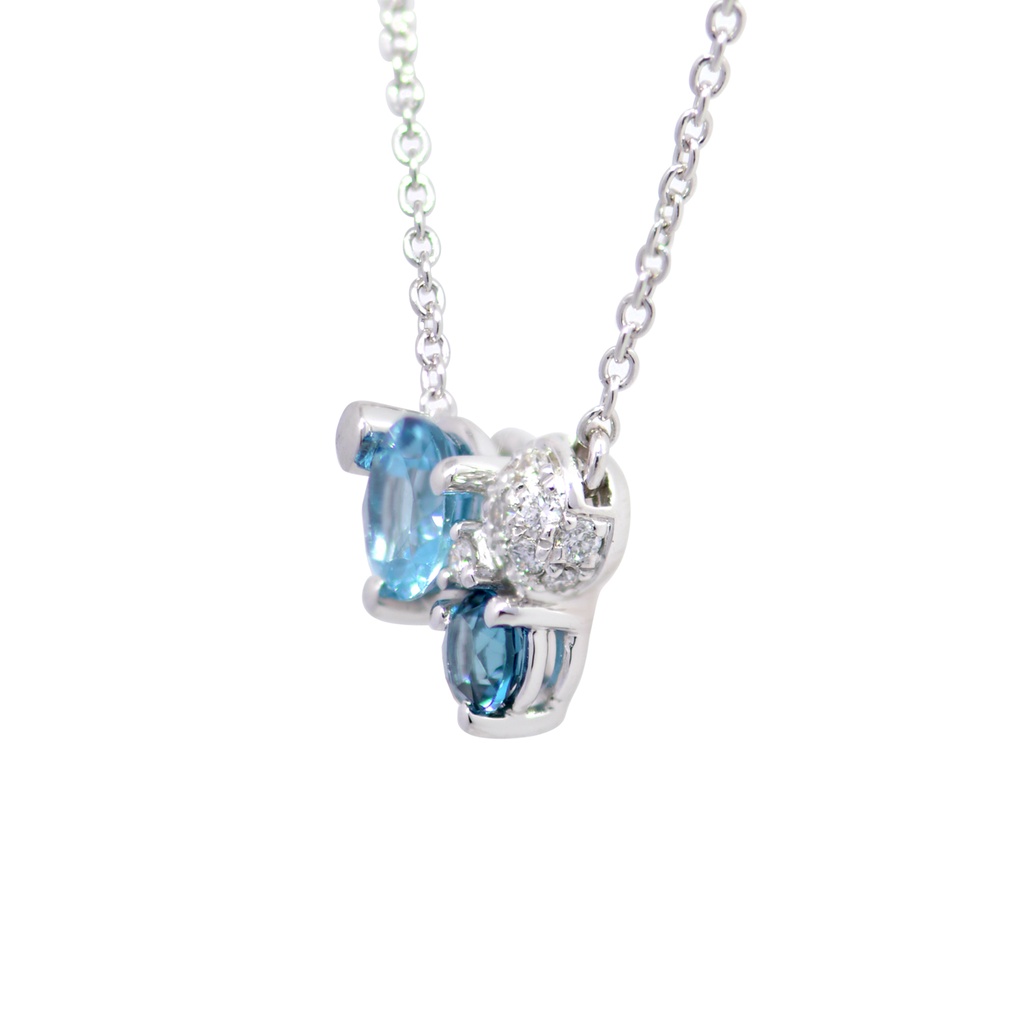 Gargantilla LA PAZ Topacio Azul-London/Swiss Diamante-0.05Ct GVS 2.4gr 18K   