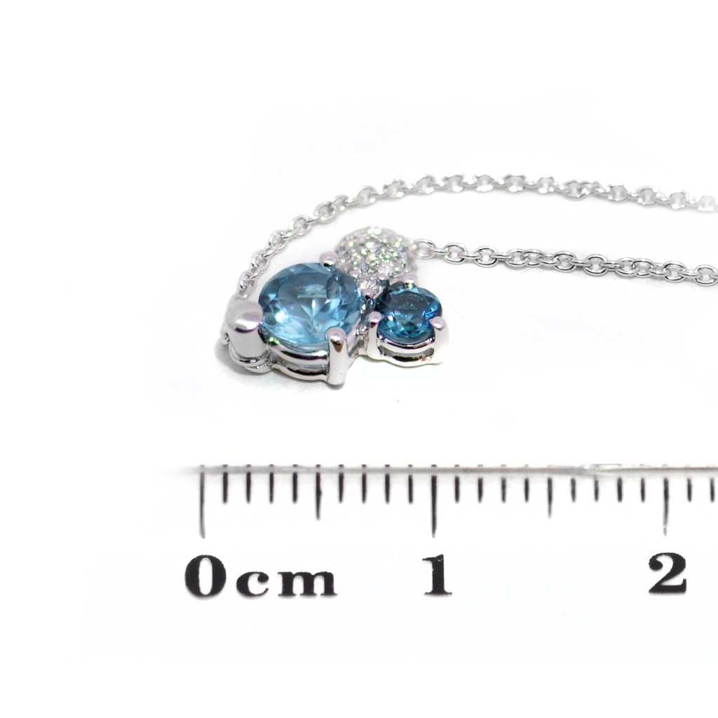 Gargantilla LA PAZ Topacio Azul-London/Swiss Diamante-0.05Ct GVS 2.4gr 18K   