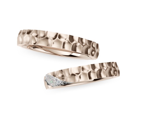 [CYC] Par de argollas de matrimonio "BASIC LIGHT" - Oro 14k combinado 3.5mm (05641-05642)