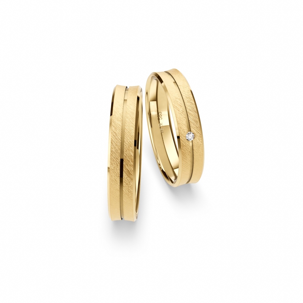 [CYC] Par de argollas de matrimonio "BASIC LIGHT" - Oro 14k combinado 3.5mm (05641-05642)