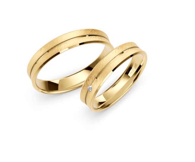 [CYC] Par de argollas de matrimonio "BASIC LIGHT" - Oro 14k combinado 3.5mm (05641-05642)