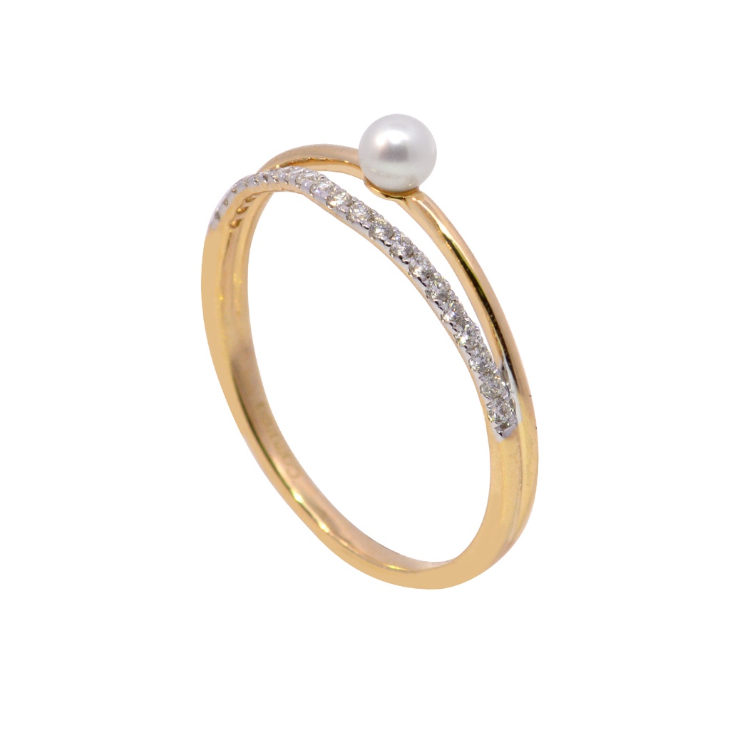 Anillo Baby Bubbles DIAMANTE-0.09Ct GH/VS PERLA-3.0mm 1.3gr 18KYW