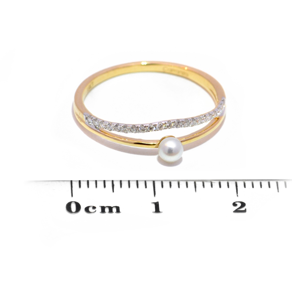 Anillo Baby Bubbles DIAMANTE-0.09Ct GH/VS PERLA-3.0mm 1.3gr 18KYW