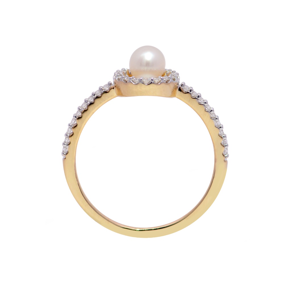 Anillo Baby Bubbles DIAMANTE-0.17Ct GH/VS PERLA-4.0mm 1.9gr 18KYW