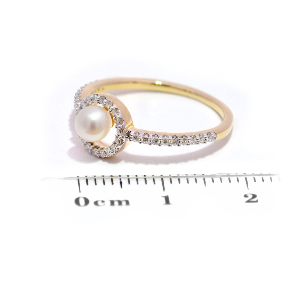 Anillo Baby Bubbles DIAMANTE-0.17Ct GH/VS PERLA-4.0mm 1.9gr 18KYW