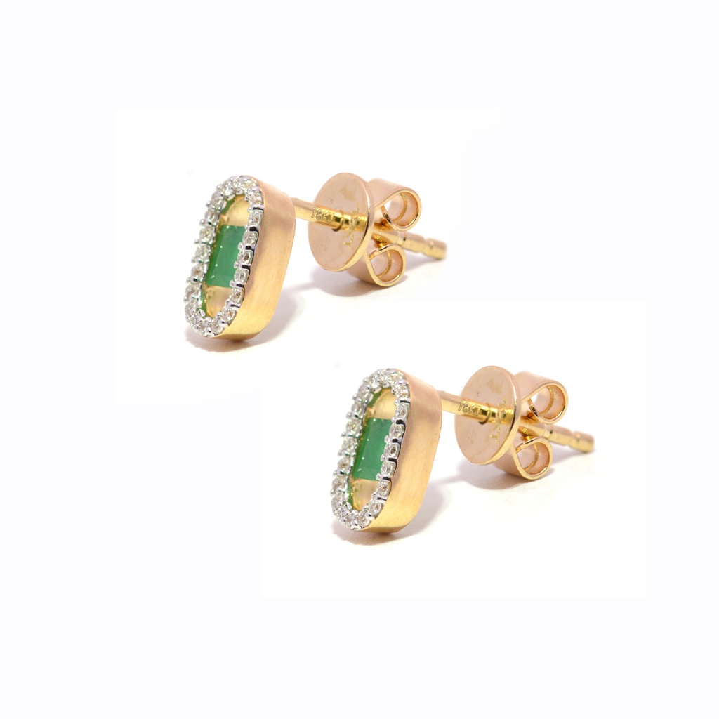 Aretes Summer Fest ESMERALDA-0.31Ct DIAMANTE-0.10Ct GH/VS 1.7gr 18K 