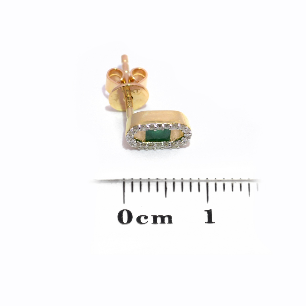 Aretes Summer Fest ESMERALDA-0.31Ct DIAMANTE-0.10Ct GH/VS 1.7gr 18K 
