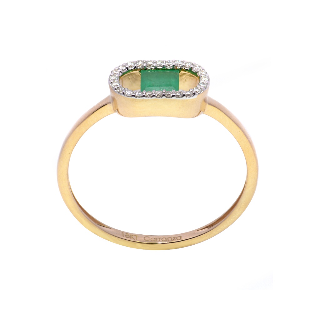 Anillo Summer Fest ESMERALDA-0.26Ct DIAMANTE-0.06Ct GH/VS 1.4gr 18K 