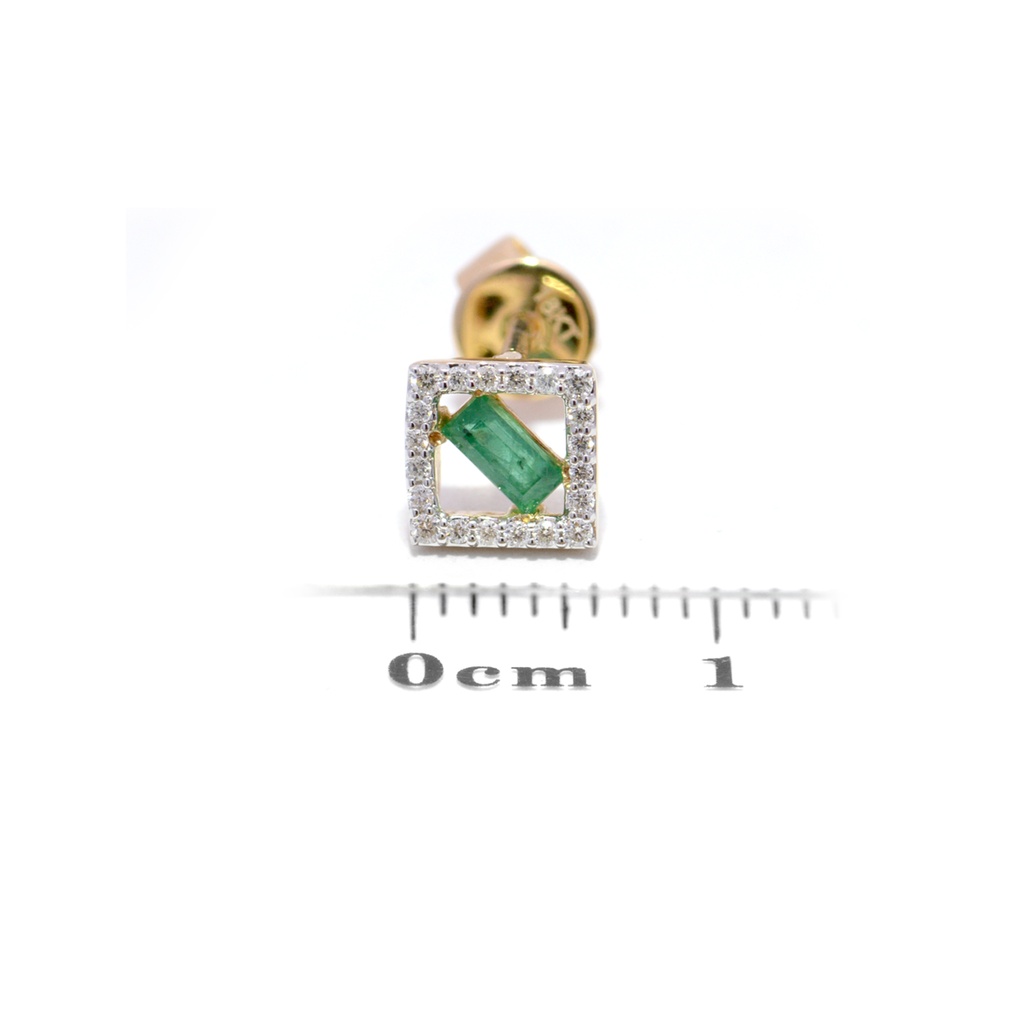 Aretes Summer Fest ESMERALDA-0.26Ct DIAMANTE-0.12Ct GH/VS 1.9gr 18K 