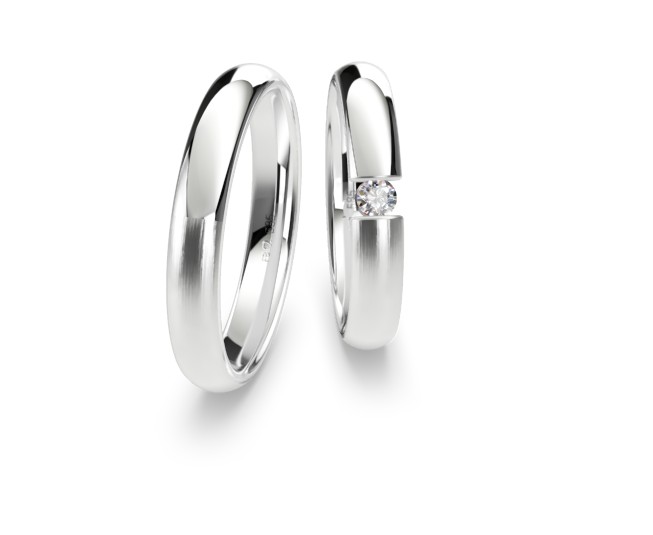 [CYC] Par de argollas de matrimonio "BASIC LIGHT" - Oro 14k combinado 3.5mm (05641-05642)