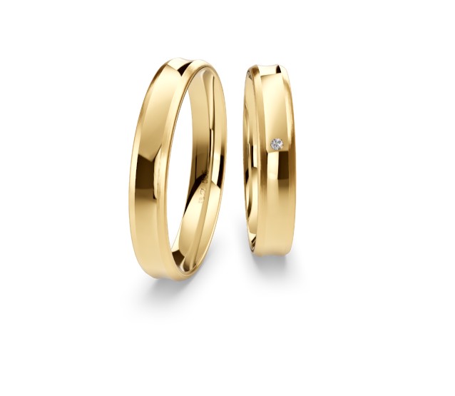 [CYC] Par de argollas de matrimonio "BASIC LIGHT" - Oro 14k combinado 3.5mm (05641-05642)