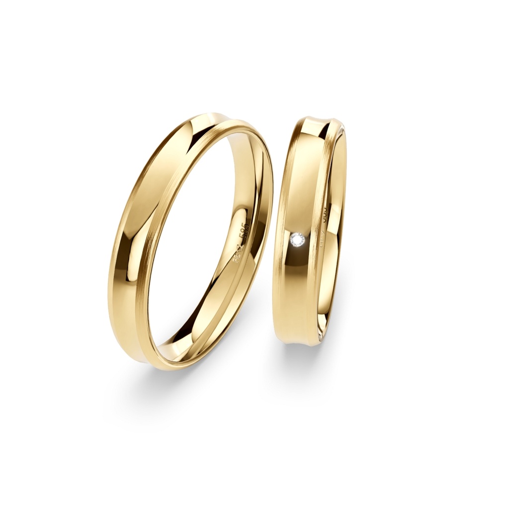 [CYC] Par de argollas de matrimonio "BASIC LIGHT" - Oro 14k combinado 3.5mm (05641-05642)