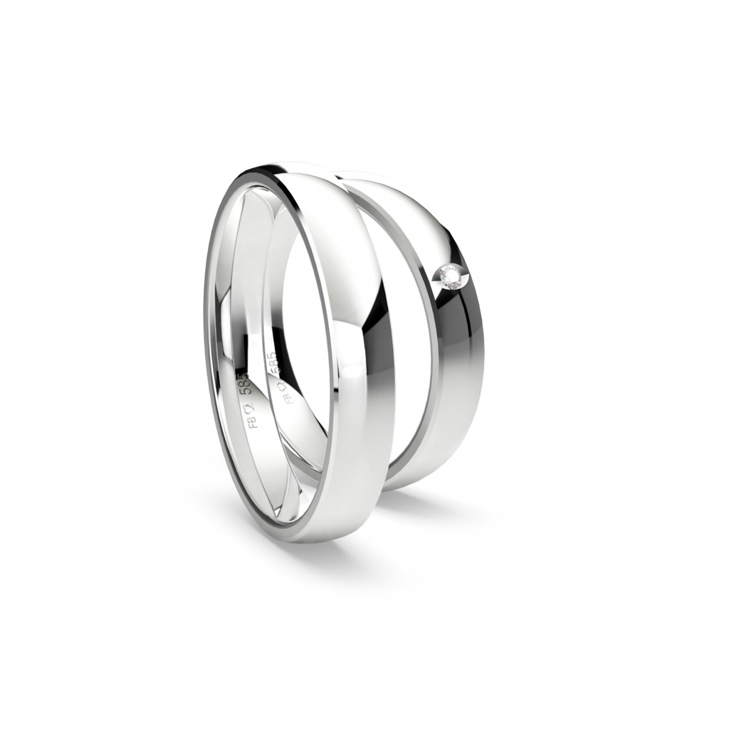 [CYC] Par de argollas de matrimonio "BASIC LIGHT" - Oro 14k combinado 3.5mm (05641-05642)