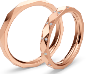 [CYC] Par de argollas de matrimonio "BASIC LIGHT" - Oro 14k combinado 3.5mm (05641-05642)