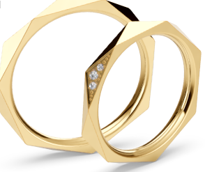 [CYC] Par de argollas de matrimonio "BASIC LIGHT" - Oro 14k combinado 3.5mm (05641-05642)