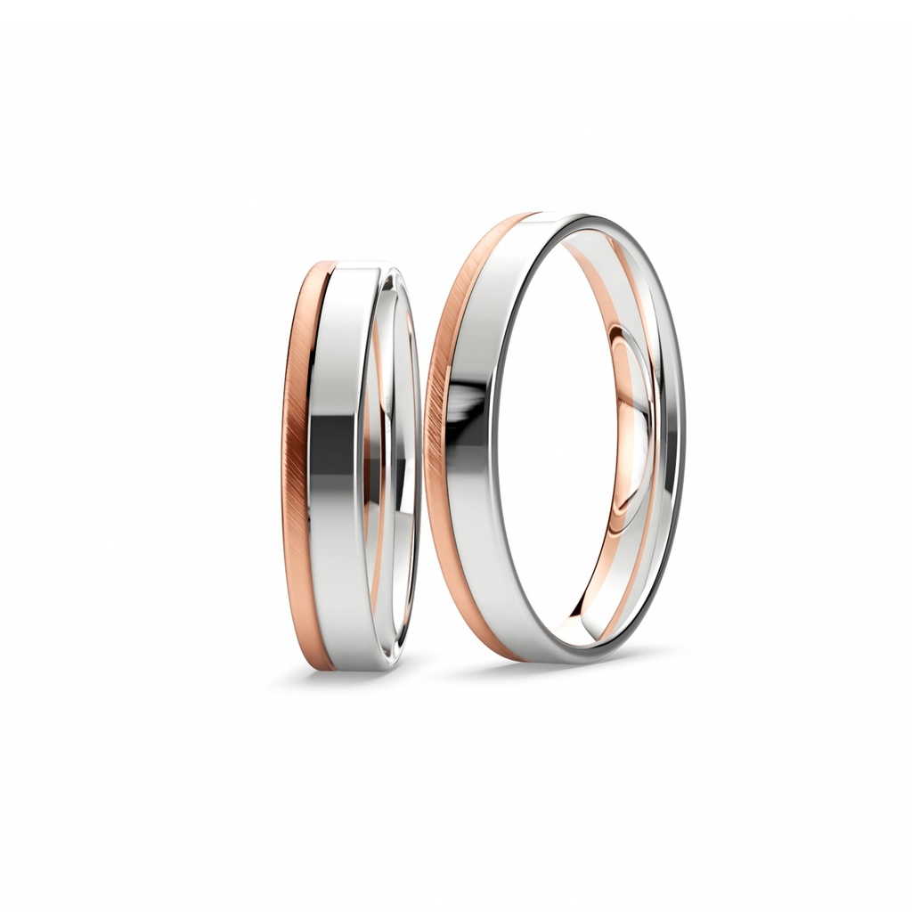 [CYC] Par de argollas de matrimonio "BASIC LIGHT" - Oro 14k combinado 3.5mm (05641-05642)