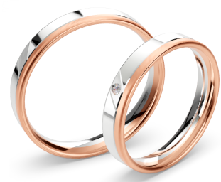 [CYC] Par de argollas de matrimonio "BASIC LIGHT" - Oro 14k combinado 3.5mm (05641-05642)