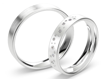 [CYC] Par de argollas de matrimonio "BASIC LIGHT" - Oro 14k combinado 3.5mm (05641-05642)