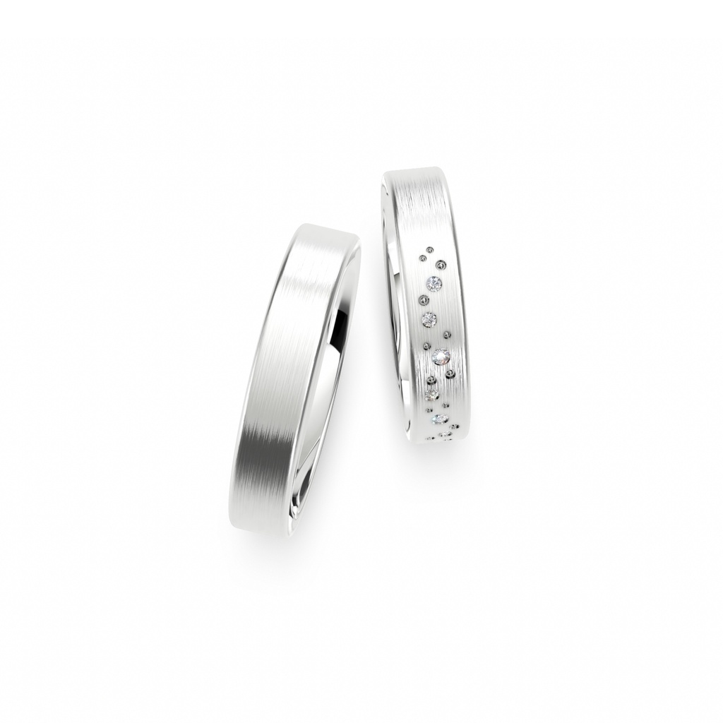 [CYC] Par de argollas de matrimonio "BASIC LIGHT" - Oro 14k combinado 3.5mm (05641-05642)
