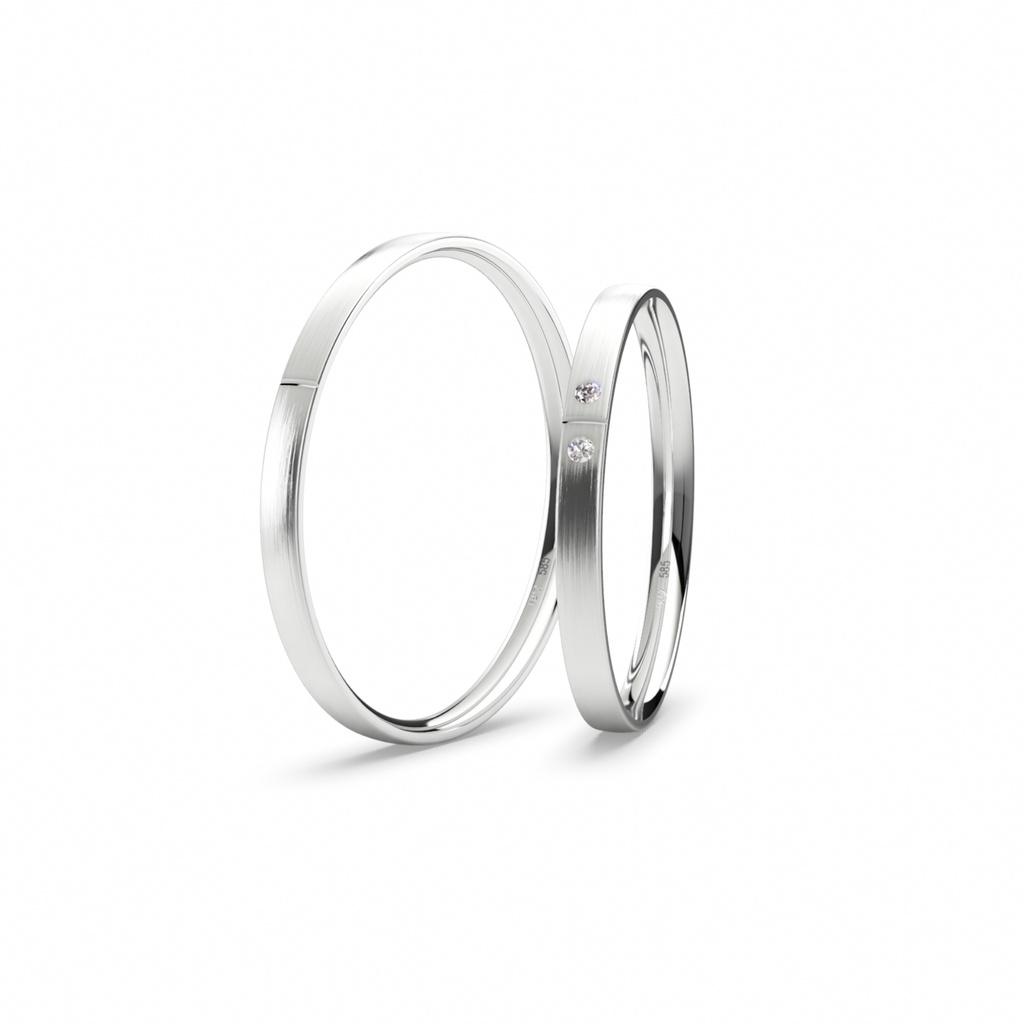 [CYC] Par de argollas de matrimonio "BASIC LIGHT" - Oro 14k combinado 3.5mm (05641-05642)