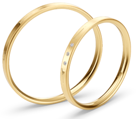 [CYC] Par de argollas de matrimonio "BASIC LIGHT" - Oro 14k combinado 3.5mm (05641-05642)