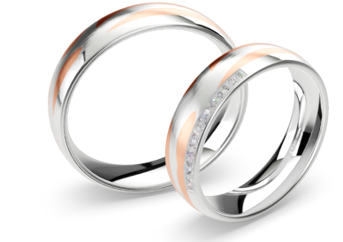 [CYC] Par de argollas de matrimonio "BASIC LIGHT" - Oro 14k combinado 3.5mm (05641-05642)