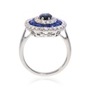 ANILLO Halo Colori ZAFIRO/AZUL-1.95ct DIAMANTES-0.84ct 6.1gr. ORO BLANCO 18K   