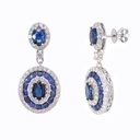 ARETES Halo Colori ZAFIRO/AZUL-5.86ct DIAMANTES-2.41ct 10.6gr. ORO BLANCO 18K   