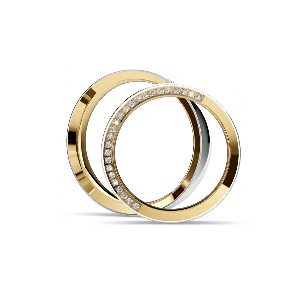 [CYC] Par de argollas de matrimonio "BASIC LIGHT" - Oro 14k combinado 3.5mm (05641-05642)