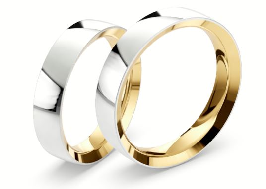 [CYC] Par de argollas de matrimonio "BASIC LIGHT" - Oro 14k combinado 3.5mm (05641-05642)
