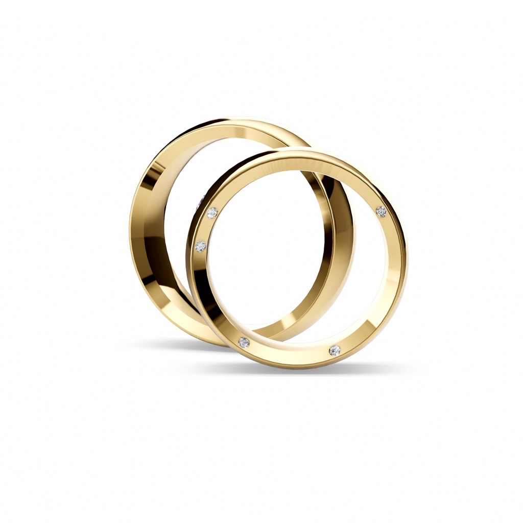 [CYC] Par de argollas de matrimonio "BASIC LIGHT" - Oro 14k combinado 3.5mm (05641-05642)