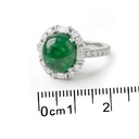 ANILLO ESMERALDA Oval Cabujón/5.76ct DIAMANTES Brillante/Baguette-0.65ct 4.7gr. ORO BLANCO 18K